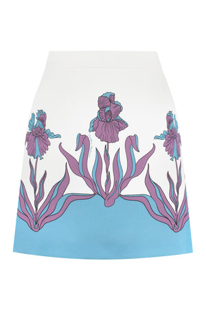 Printed crepe skirt-0